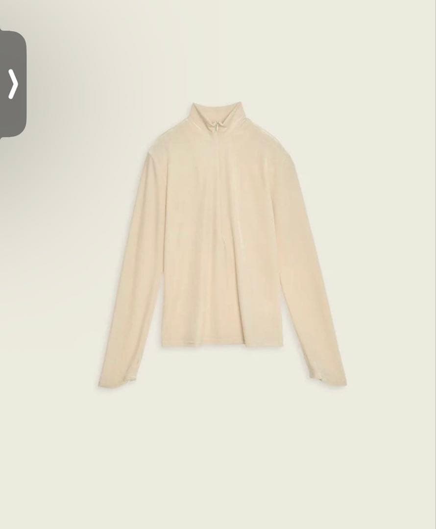 トップス ENOF velour jersey zip tops Ecru