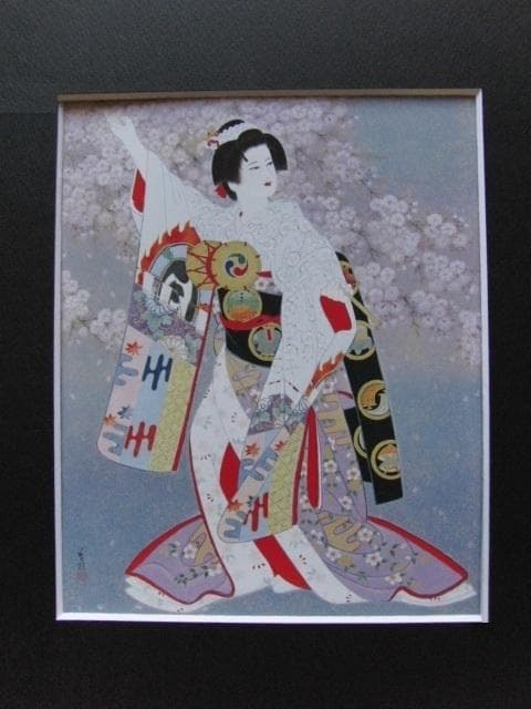 宮下壽紀、【羯鼓の舞】、希少な額装用画集より、新品額装付、状態良好