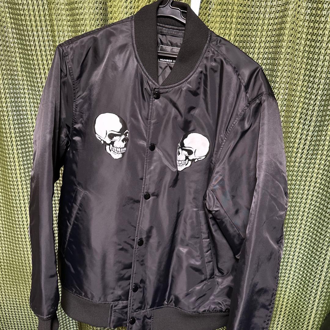 NUMBER NINE スカルプリントブラックスカジャン