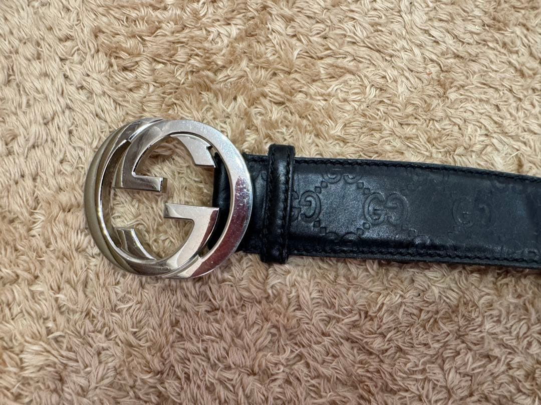 GUCCI ブラックベルト　ダブルG