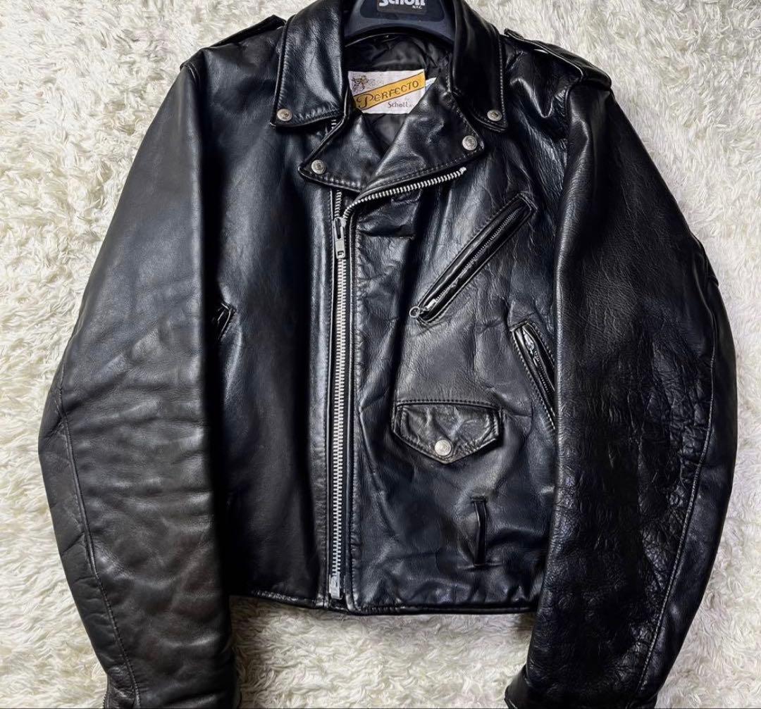 希少/40インチ✨ショット ダブルライダース レザージャケット 118 ブラック