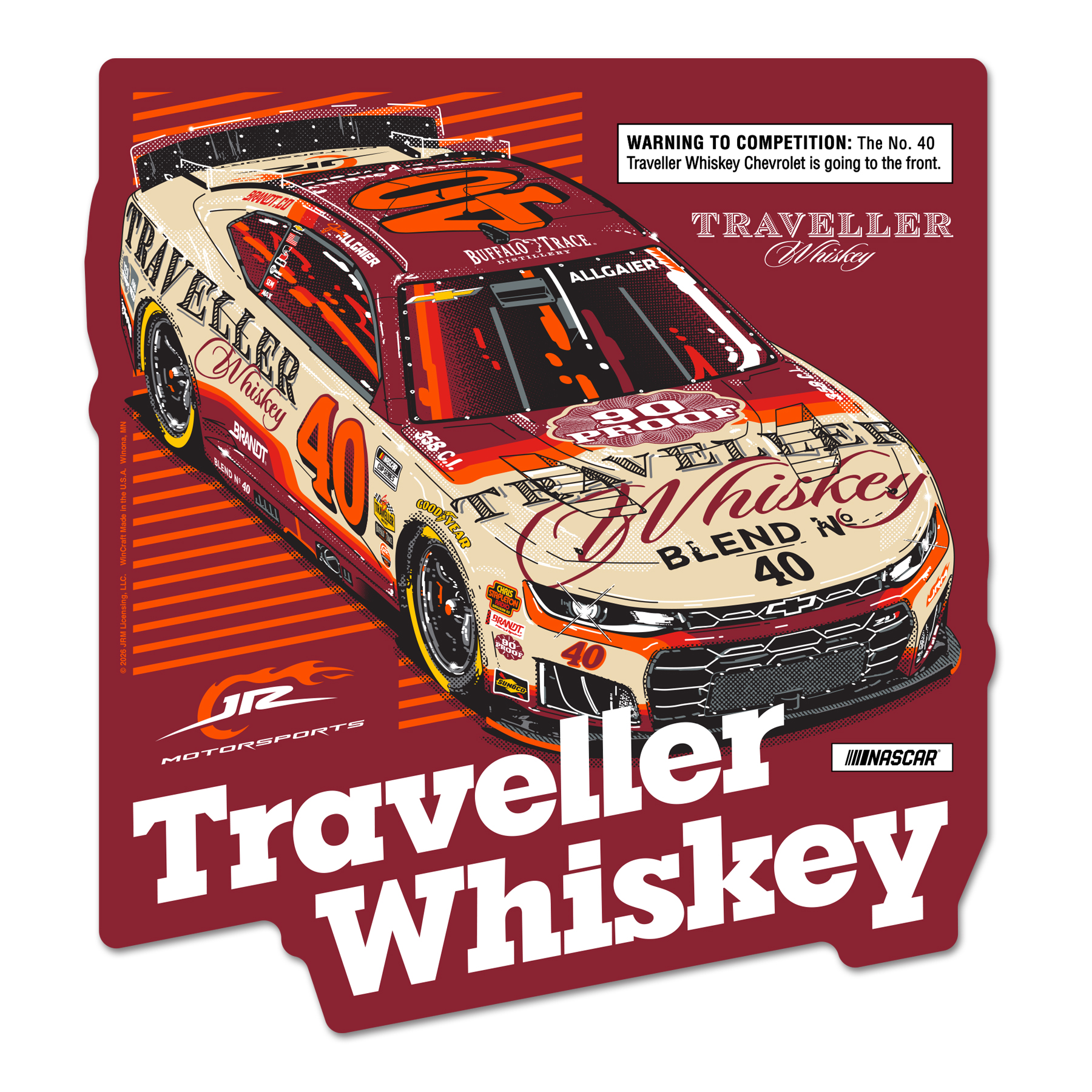 Justin Allgaier #40 2026 Traveller Whiskey Wooden Sign | Shop JR